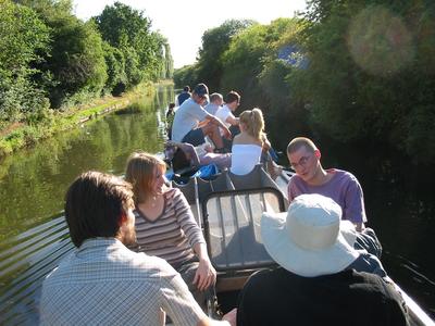 Everyone on top of the boat