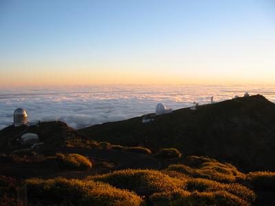 Sunrise with observatory domes
