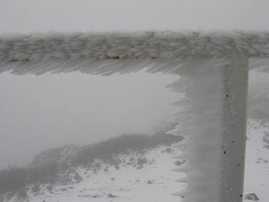Icicles on railing