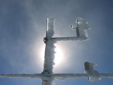 Weather station covered in ice