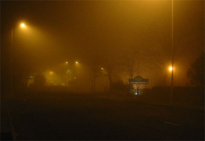 Foggy street without using flash