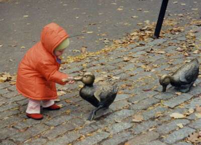 Feeding the brass ducklings