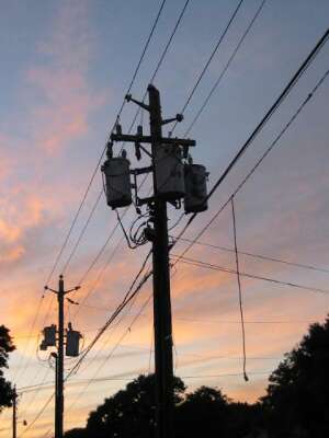 Power lines in the sunset