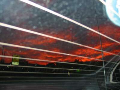 Sunset from car window